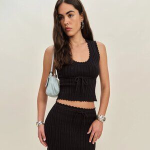 Reformation Erin Cotton Sweater Set Black - Size S